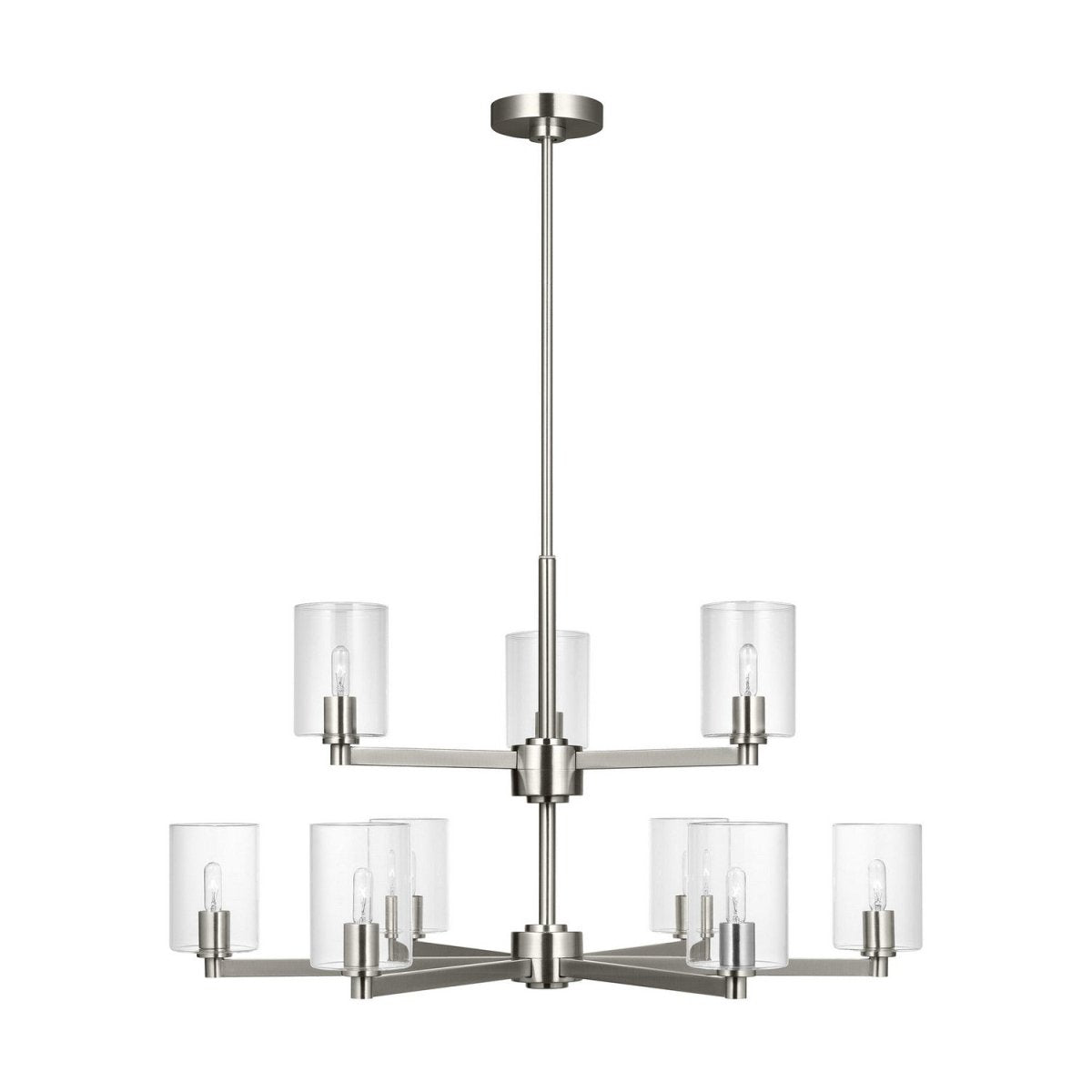 Lustre Fullton - Nickel brossé Transparent 9 by Visual Comfort Studio | Luminaires & cie