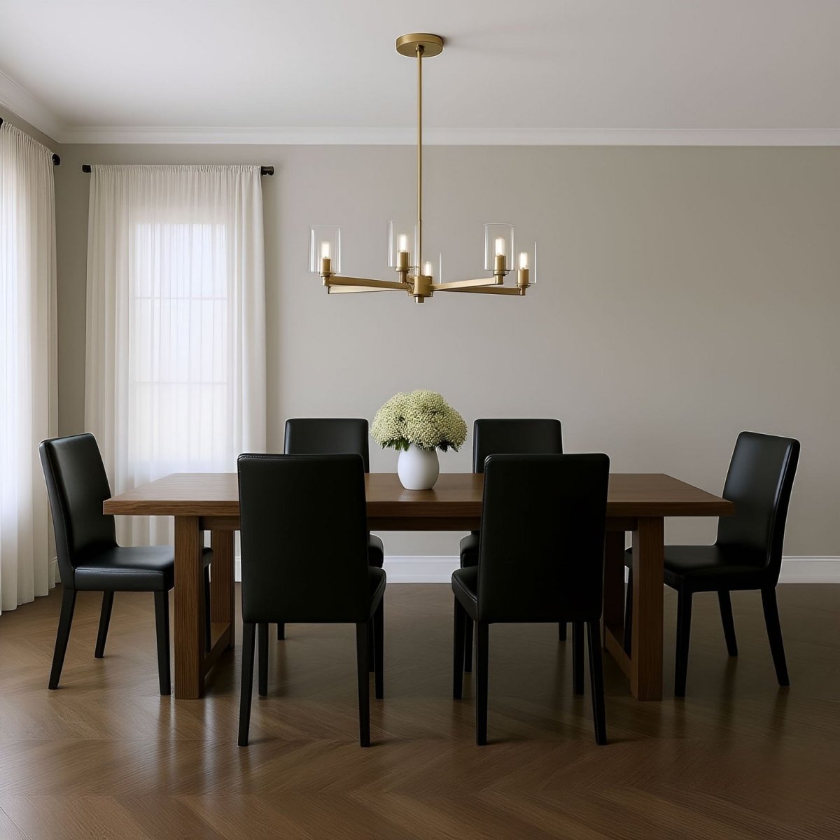 Lustre Fullton - Nickel brossé Transparent 9 by Visual Comfort Studio | Luminaires & cie