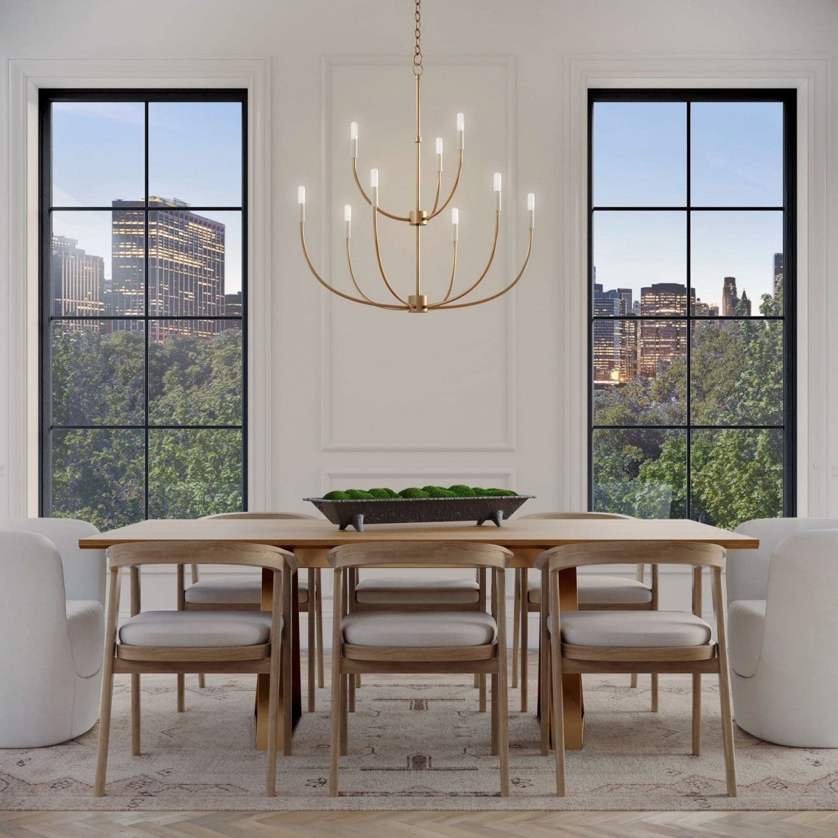 Lustre Greenwich - Nickel brossé 32" by Visual Comfort Studio | Luminaires & cie
