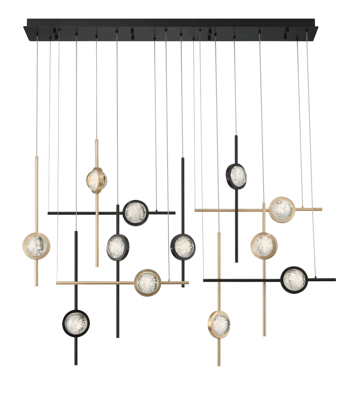 Lustre linéaire Barletta Or-Noir mélangé, 53" – vue 2