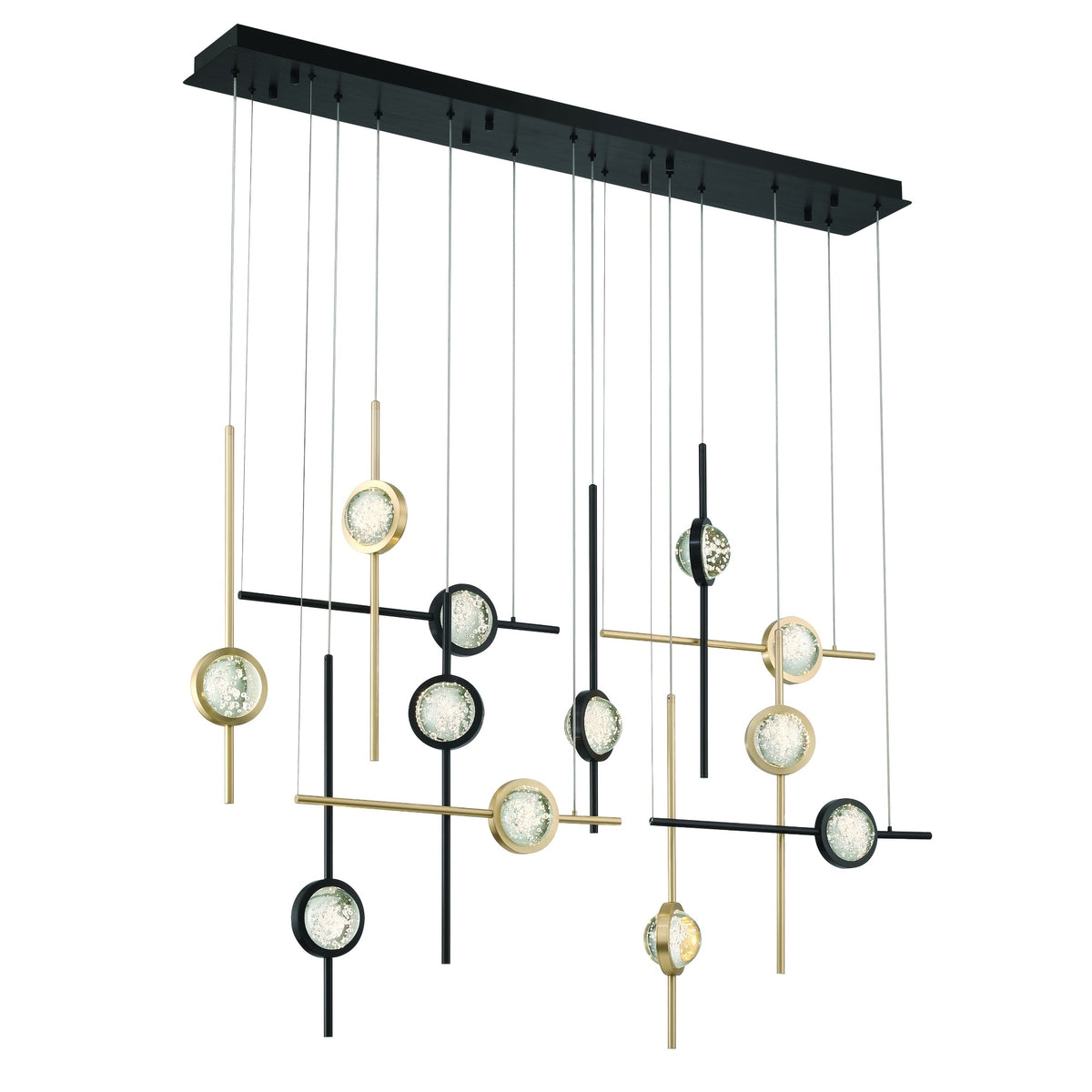 Lustre linéaire Barletta Or-Noir mélangé, 53" – vue 3