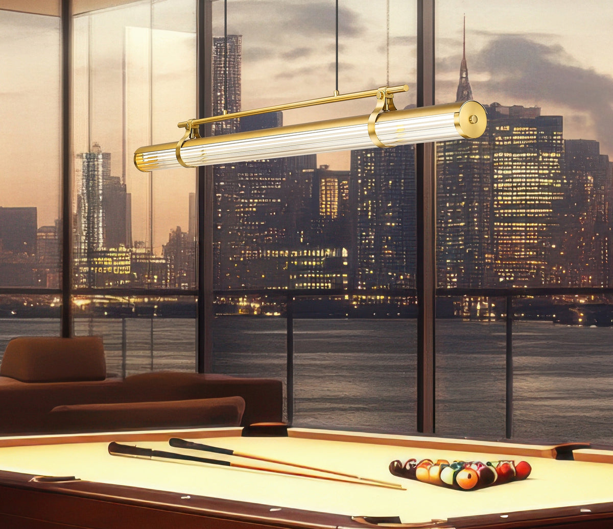 Lustre linéaire Benoit Or moderne, 56" – vue 8