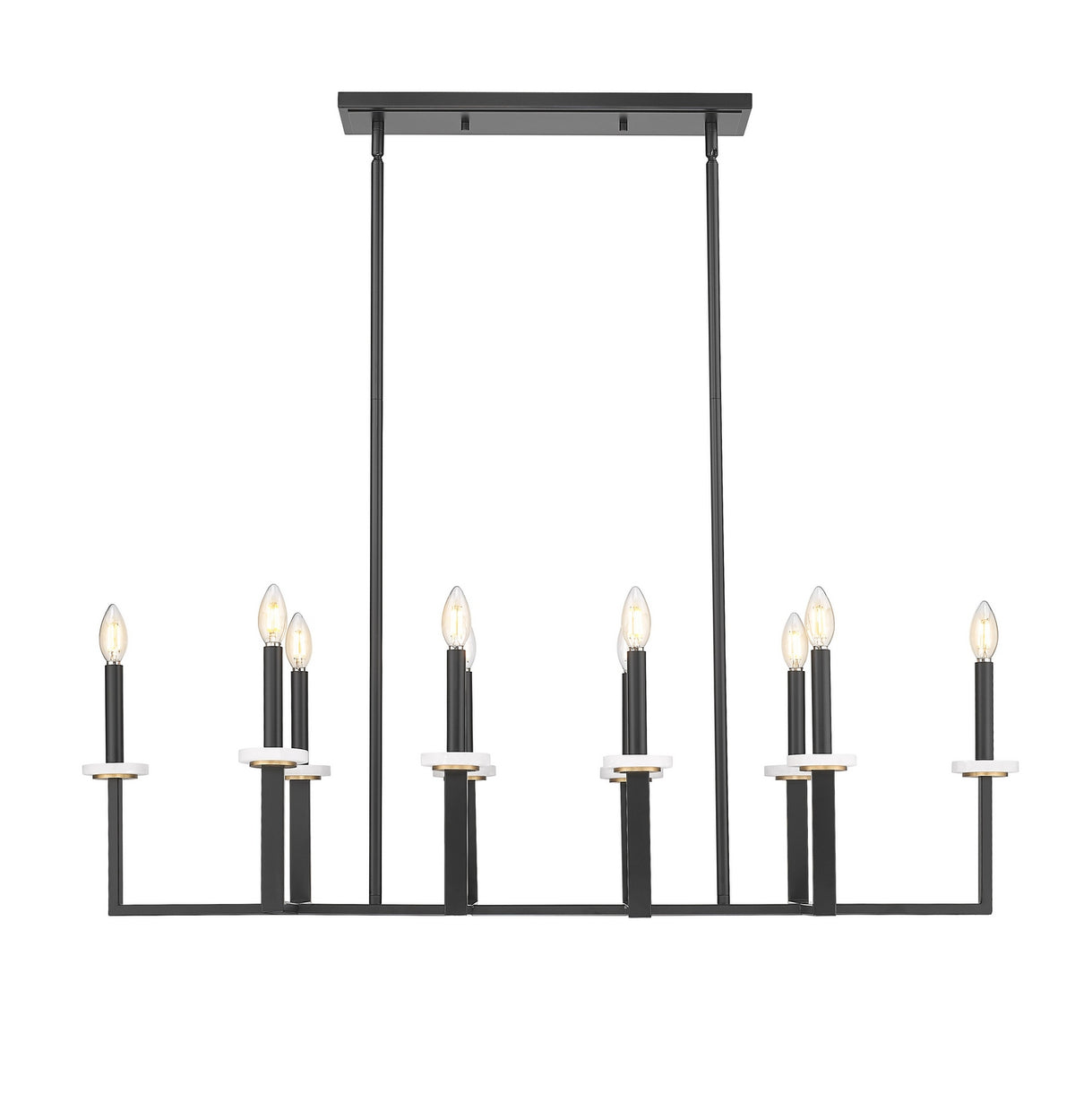 Lustre linéaire Gaultier Noir mat + Or moderne, nombre ampoules 10 – vue 2