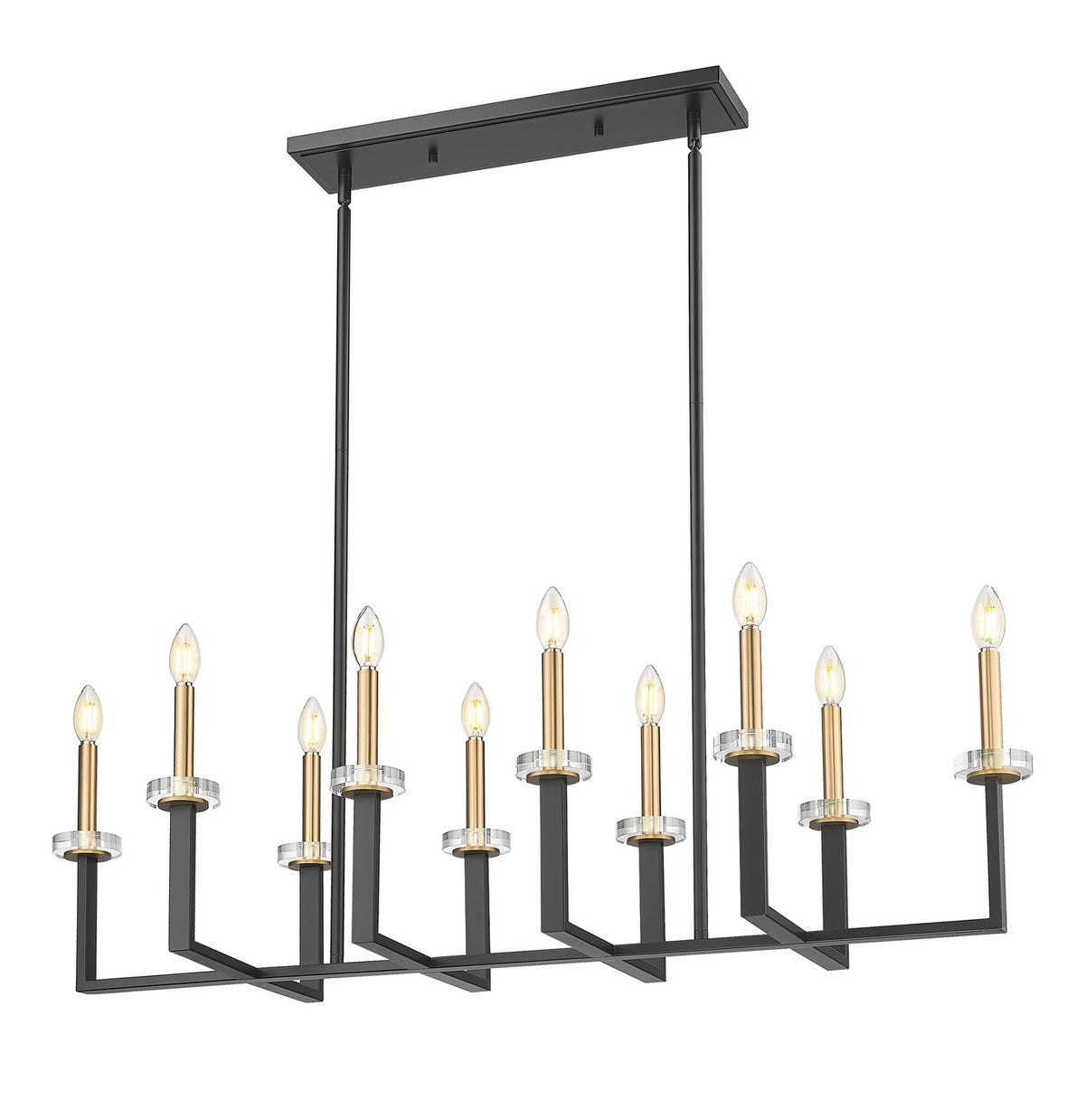 Lustre linéaire Gaultier Noir mat + Or moderne, nombre ampoules 10 – vue 3