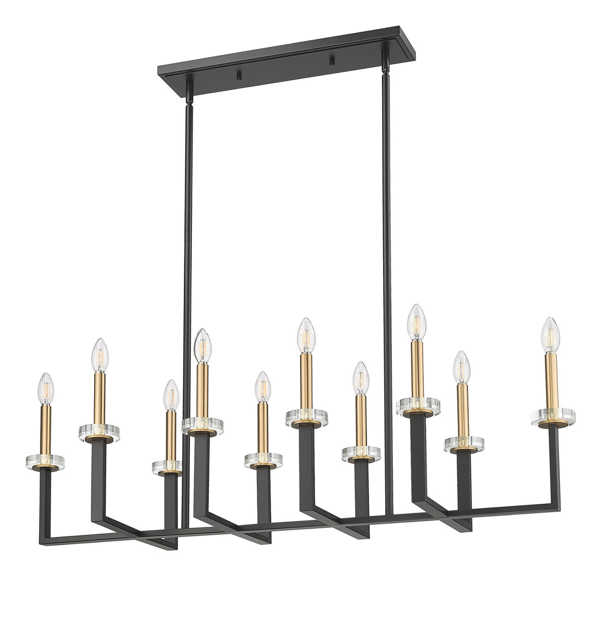 Lustre linéaire Gaultier Noir mat + Or moderne, nombre ampoules 10 – vue 5