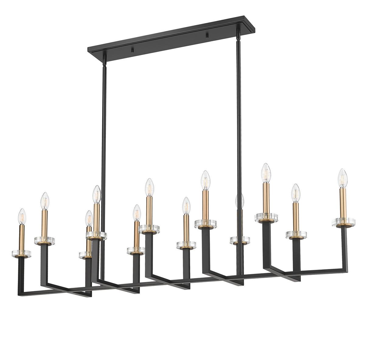 Lustre linéaire Gaultier Noir mat + Or moderne, nombre ampoules 12 – vue 2