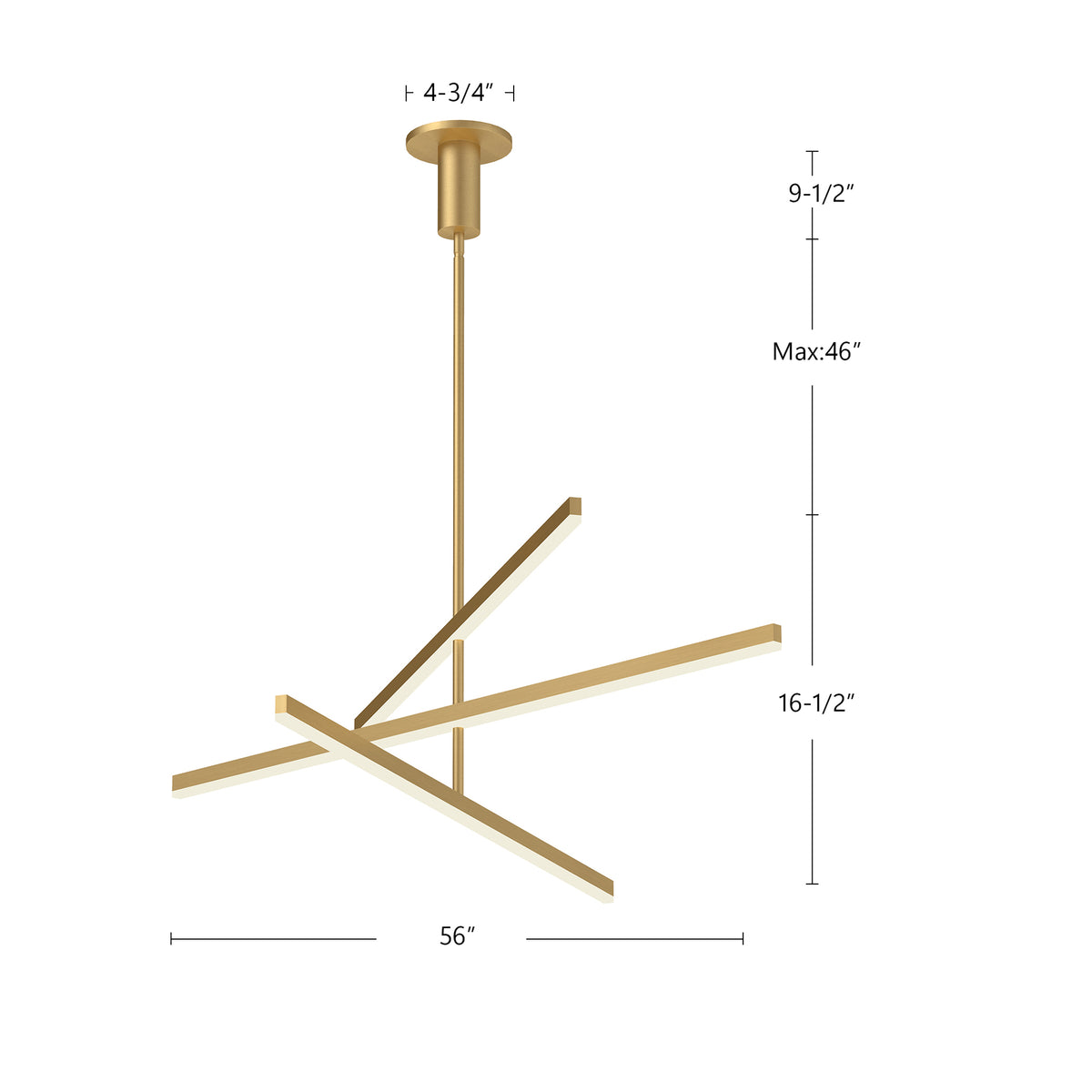 Lustre linéaire Vega Or brossé, 56" – vue 3