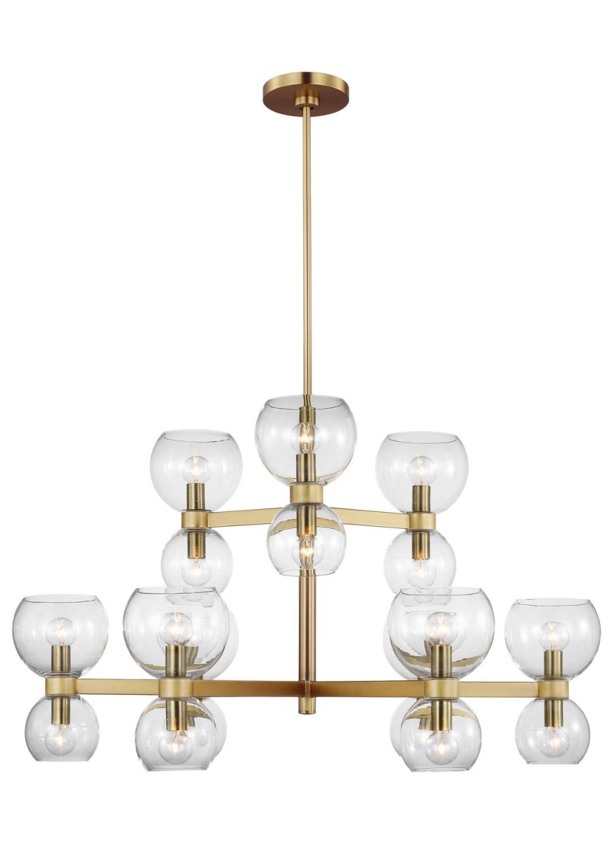 Lustre Londyn - Laiton bruni avec verre transparent 18 by Visual Comfort Studio | Luminaires & cie