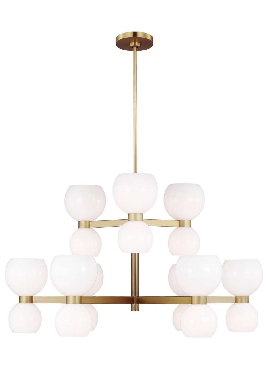 Lustre Londyn - Laiton bruni avec verre opalin blanc 18 by Visual Comfort Studio | Luminaires & cie