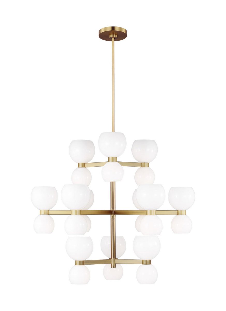 Lustre Londyn - Laiton bruni avec verre opalin blanc 24 by Visual Comfort Studio | Luminaires & cie
