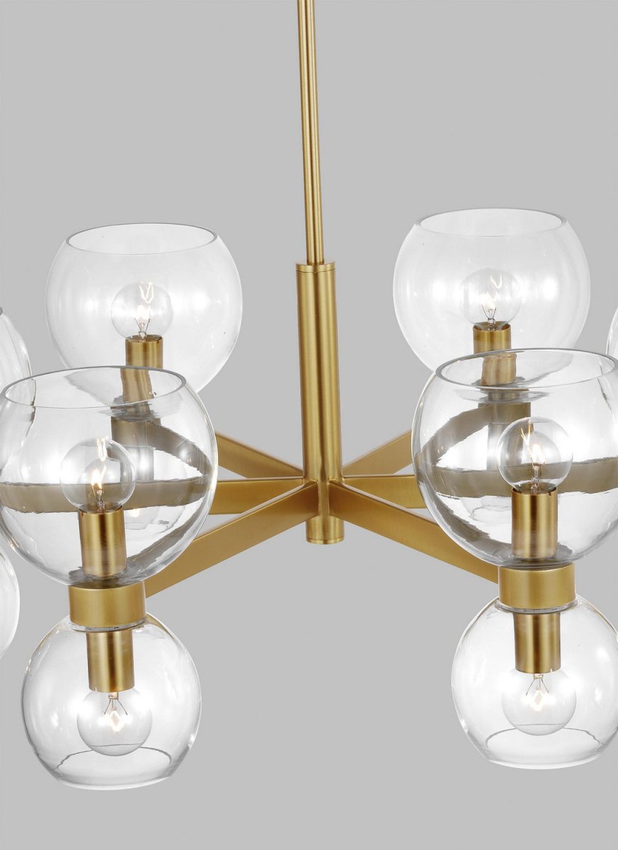 Lustre Londyn - Laiton bruni avec verre opalin blanc 12 by Visual Comfort Studio | Luminaires & cie