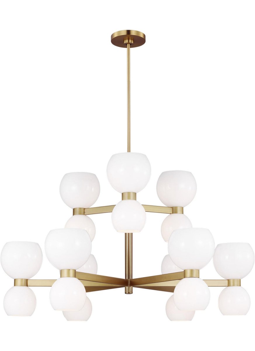 Lustre Londyn - Laiton bruni avec verre opalin blanc 12 by Visual Comfort Studio | Luminaires & cie