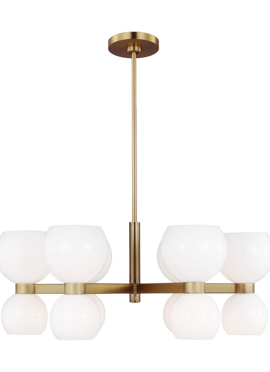 Lustre Londyn - Laiton bruni avec verre opalin blanc 12 by Visual Comfort Studio | Luminaires & cie