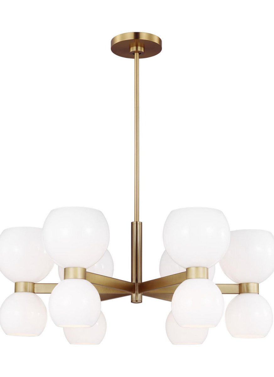 Lustre Londyn - Laiton bruni avec verre opalin blanc 12 by Visual Comfort Studio | Luminaires & cie