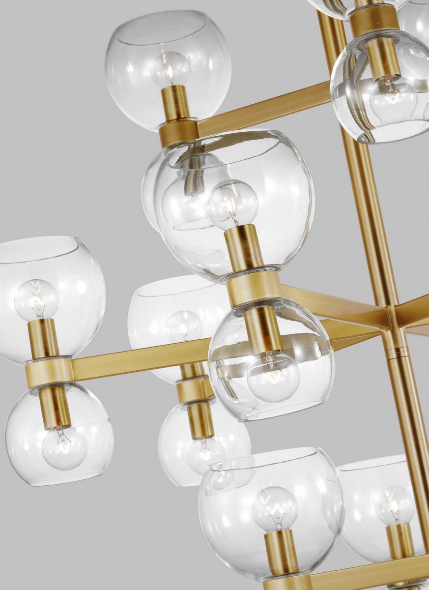 Lustre Londyn - Laiton bruni avec verre opalin blanc 12 by Visual Comfort Studio | Luminaires & cie