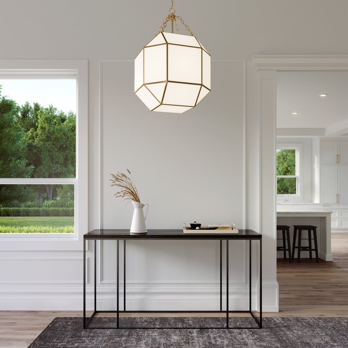 Lustre Morrison - Nickel brossé Blanc mat 23 1/4" by Visual Comfort Studio | Luminaires & cie