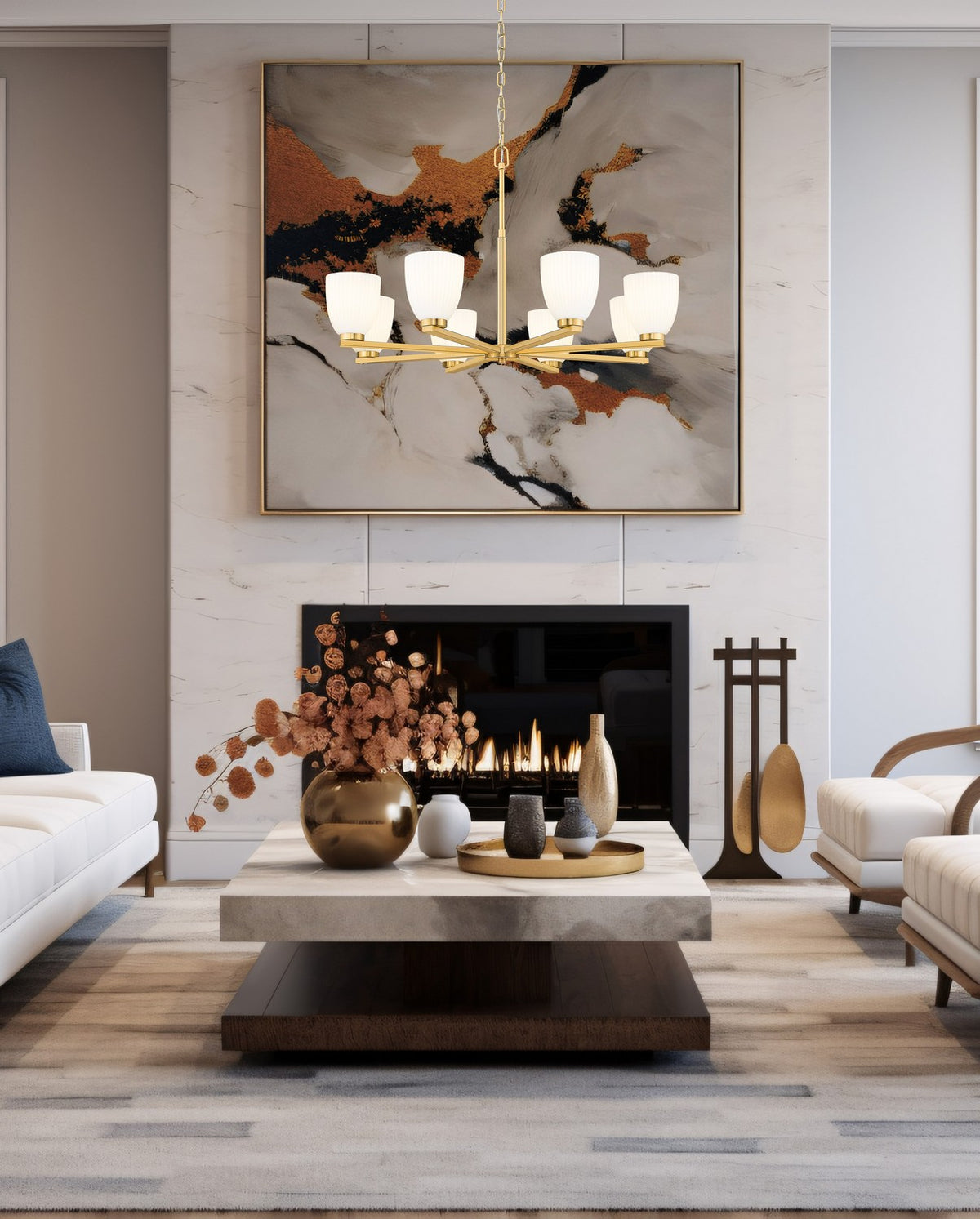 Lustre Naya Or moderne, 33 1/4" – vue 6