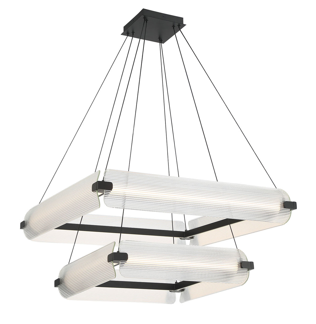 Lustre Neoness Noir mat, Verre transparent, nombre ampoules 8 – vue 2