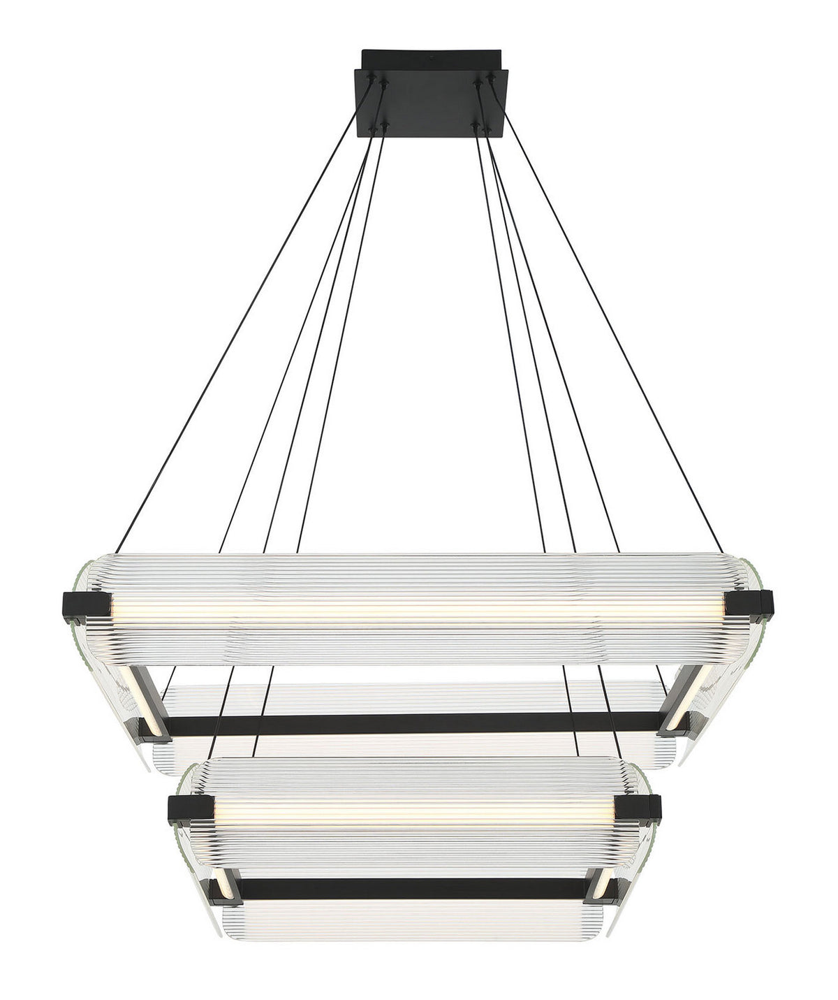Lustre Neoness Noir mat, Verre transparent, nombre ampoules 8 – Eurofase