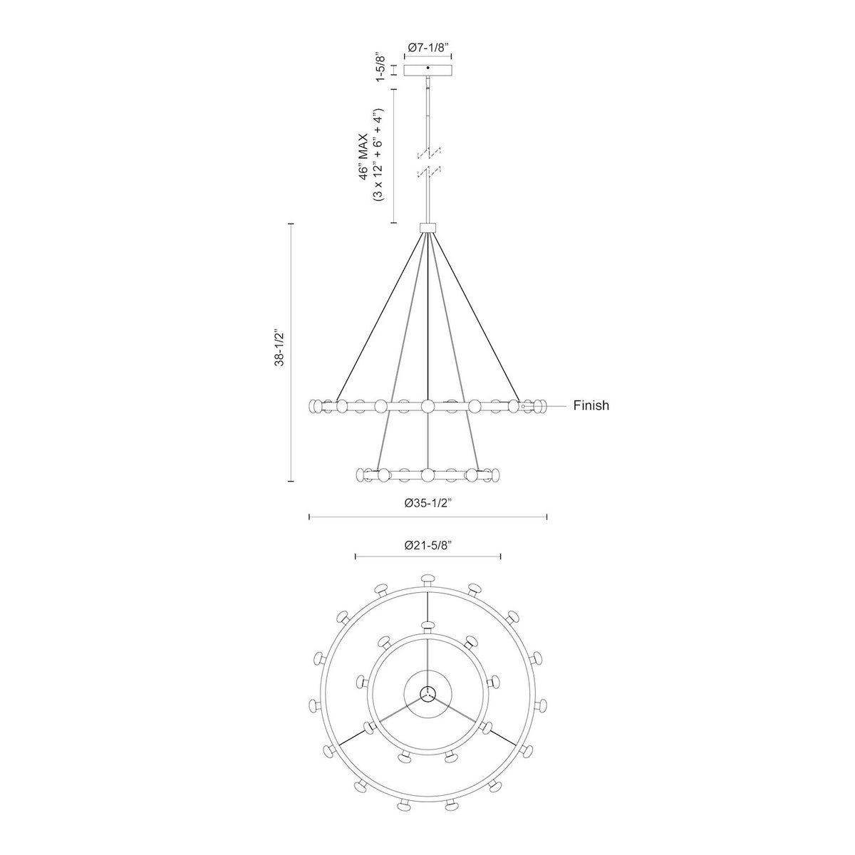 Lustre Rezz Nickel brossé, 35 1/2" – vue 3