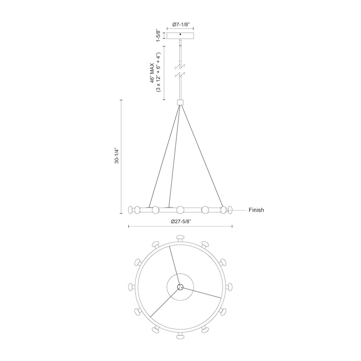 Lustre Rezz Noir, 27 5/8" – vue 2