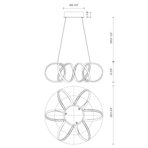 Lustre Synergy Argent antique, 23 3/4" – vue 3