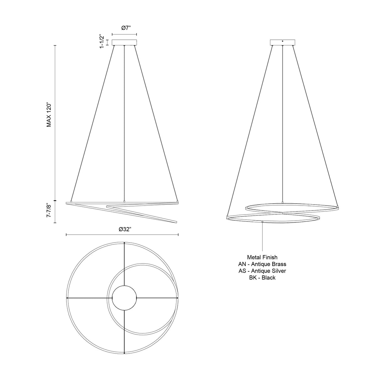 Lustre Twist Laiton antique – Kuzco Lighting