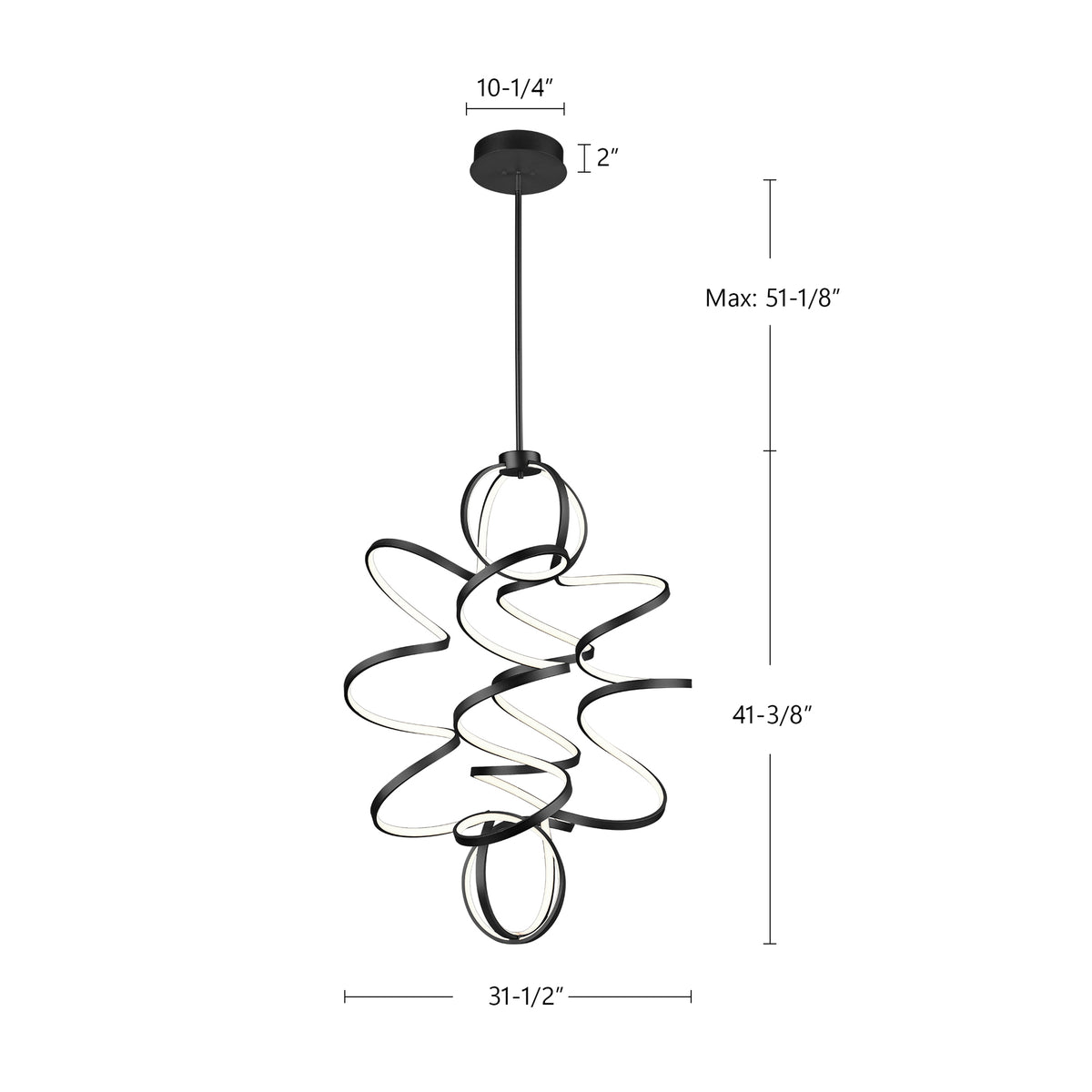 Lustre vertical Synergy Noir, 31 1/2" – vue 4