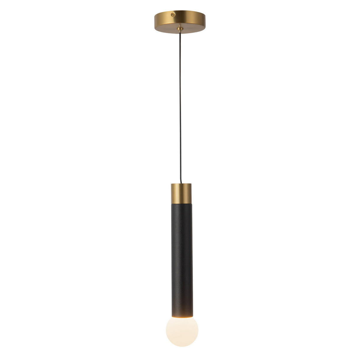Mini-suspension Calla Or brossé / Noir cuir végan – Kuzco Lighting