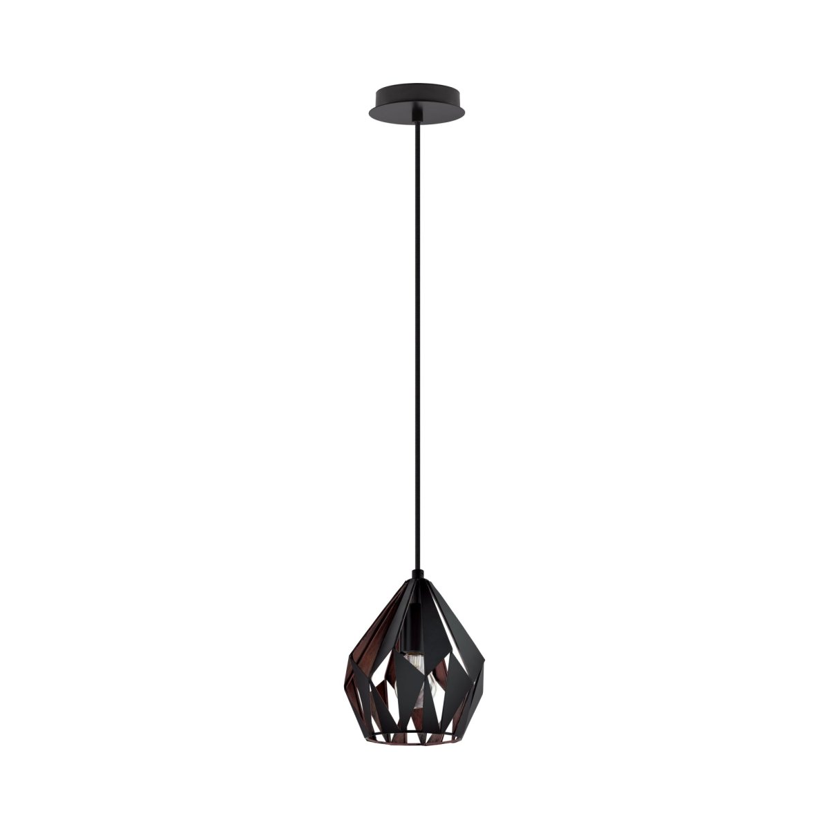 Mini suspension Carlton 3 - Noir mat et cuivre by Eglo | Luminaires & cie