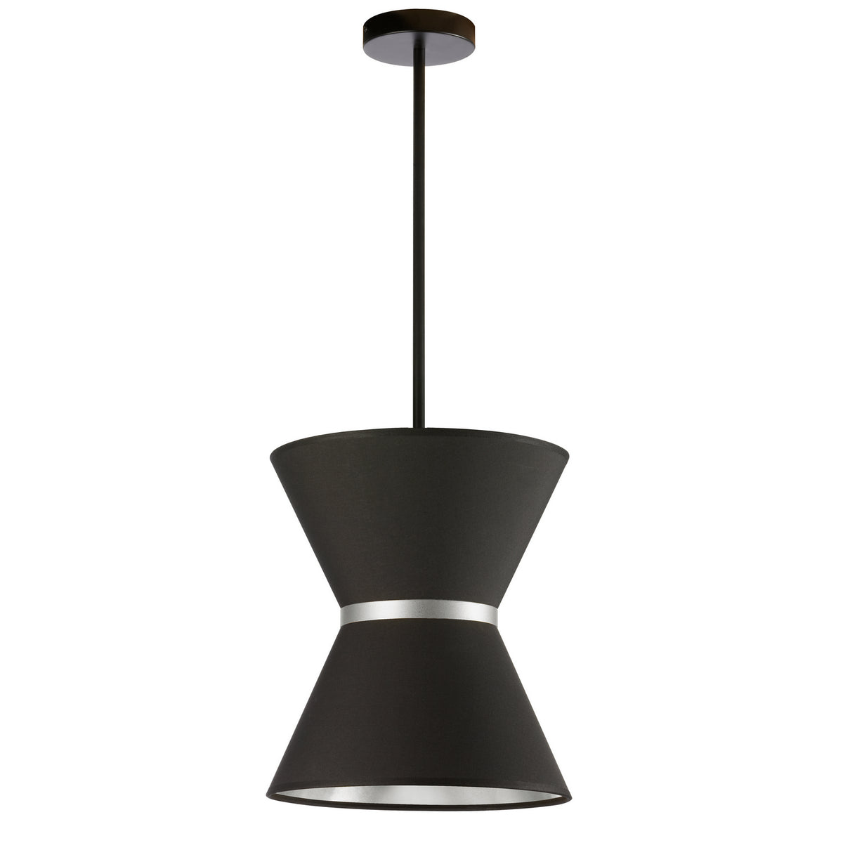 Mini-suspension Caterine Noir mat, 12", Noir et argent – Dainolite