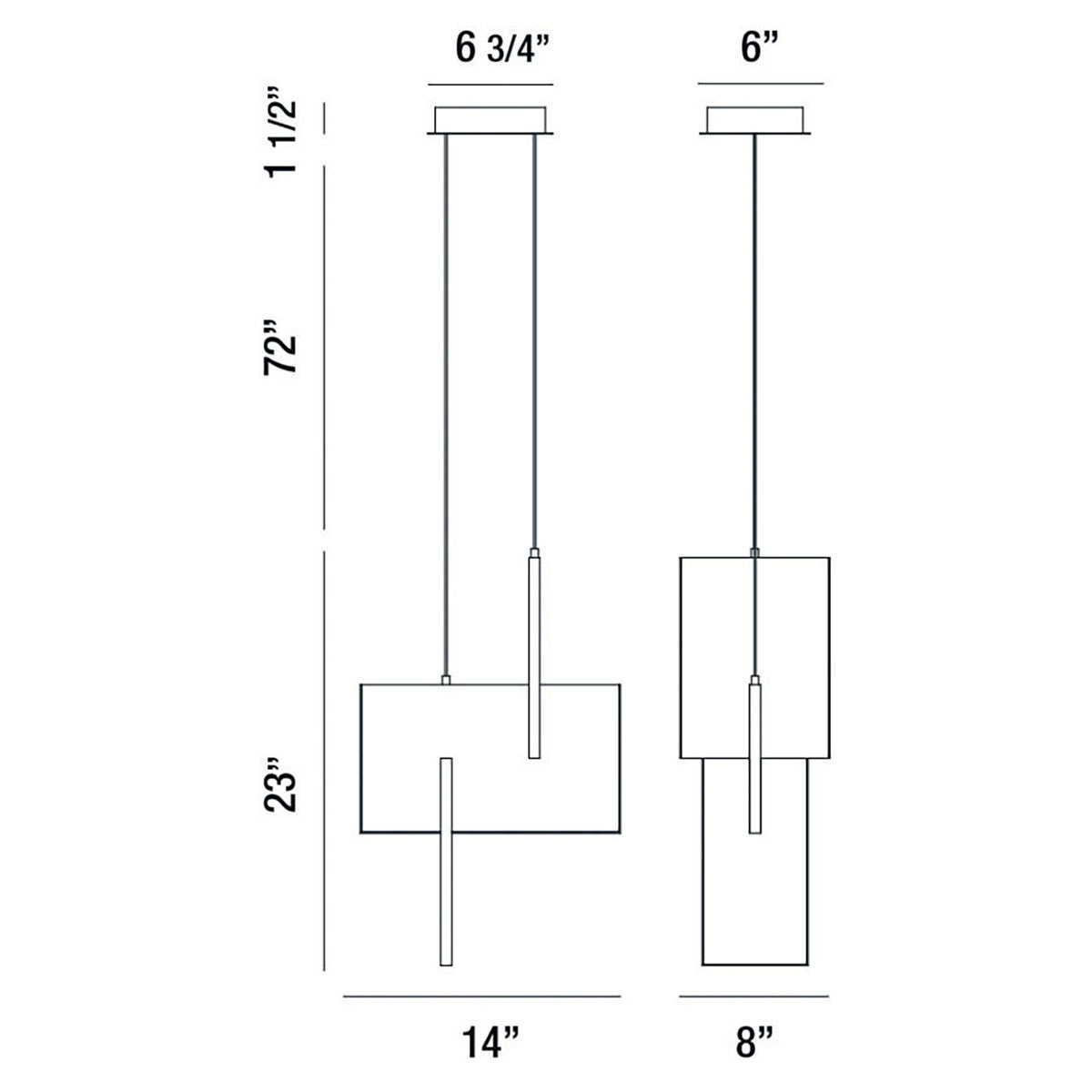 Mini-suspension Coburg Noir anodisé – vue 3