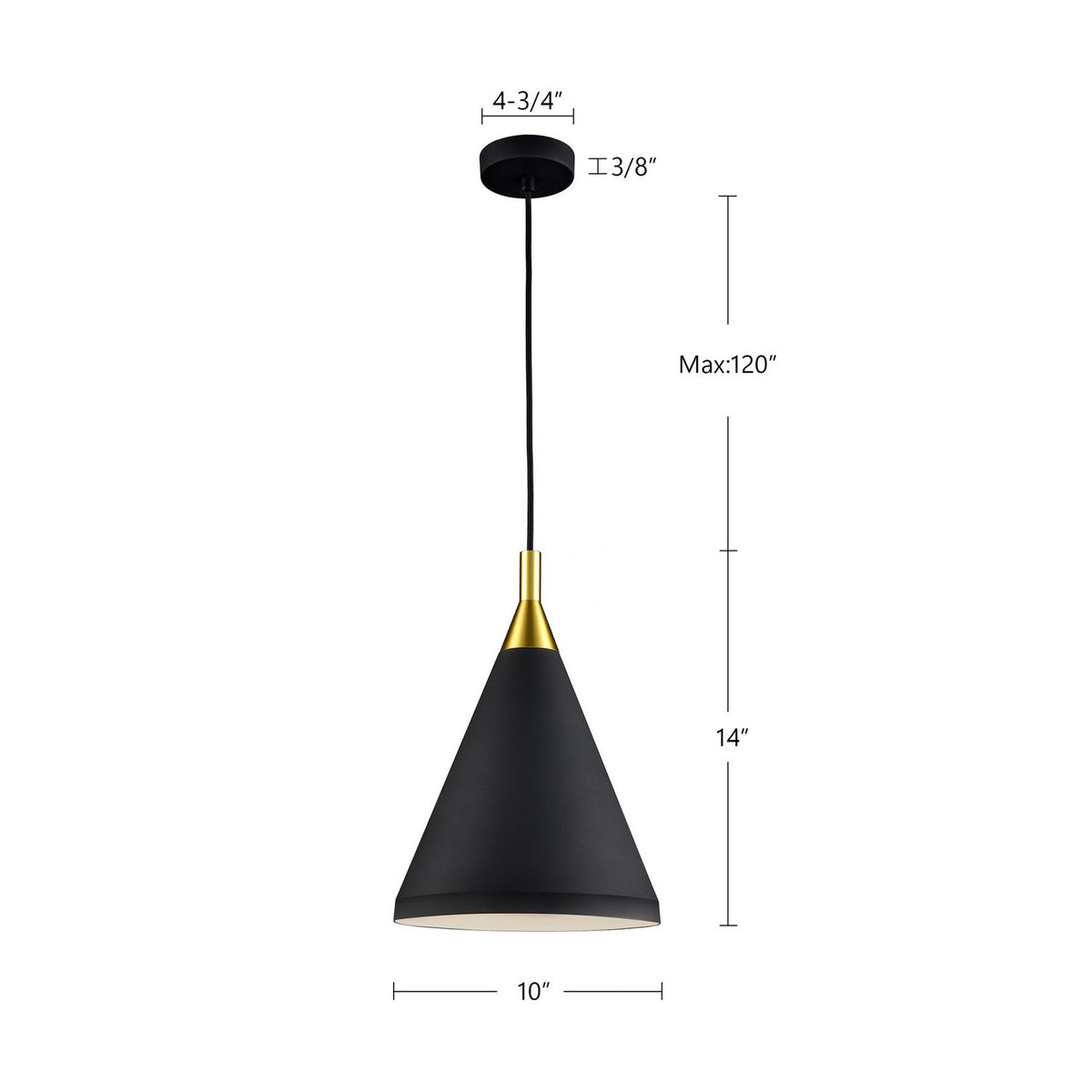 Mini-suspension Dorothy Noir / Or – vue 2