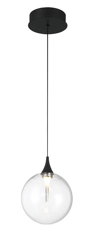 Mini-suspension Iissa Noir mat, Verre transparent – vue 2