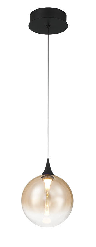 Mini-suspension Iissa Noir mat, Verre ambre – vue 2