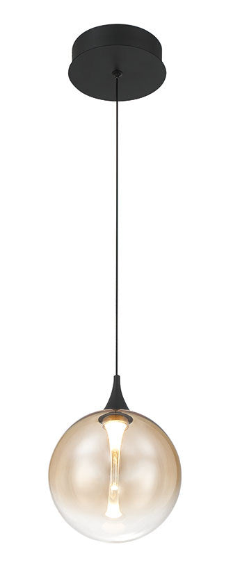 Mini-suspension Iissa Noir mat, Verre ambre – vue 3