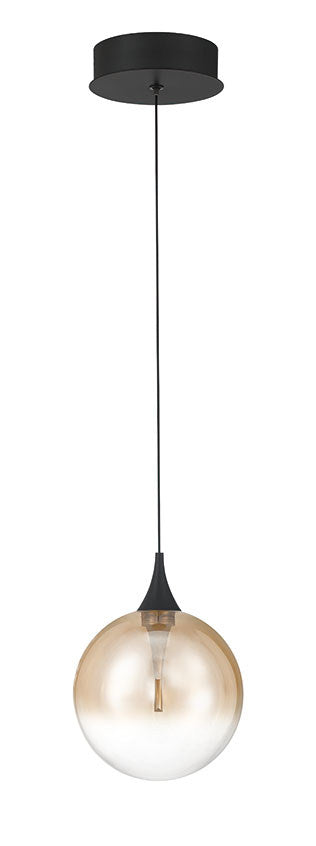 Mini-suspension Iissa Noir mat, Verre ambre – vue 4