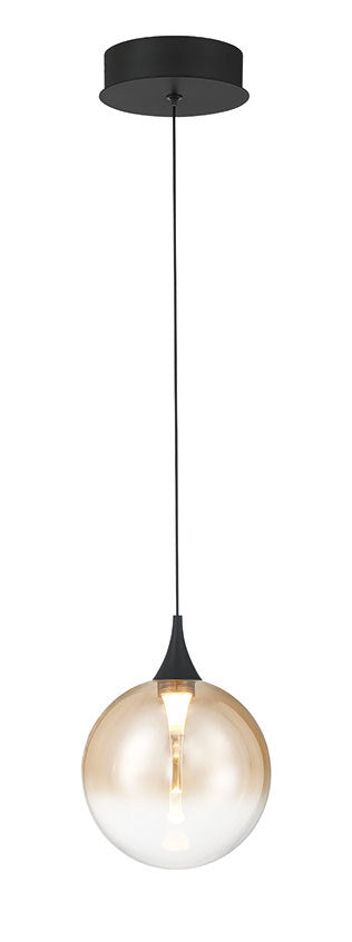 Mini-suspension Iissa Noir mat, Verre ambre – Eurofase