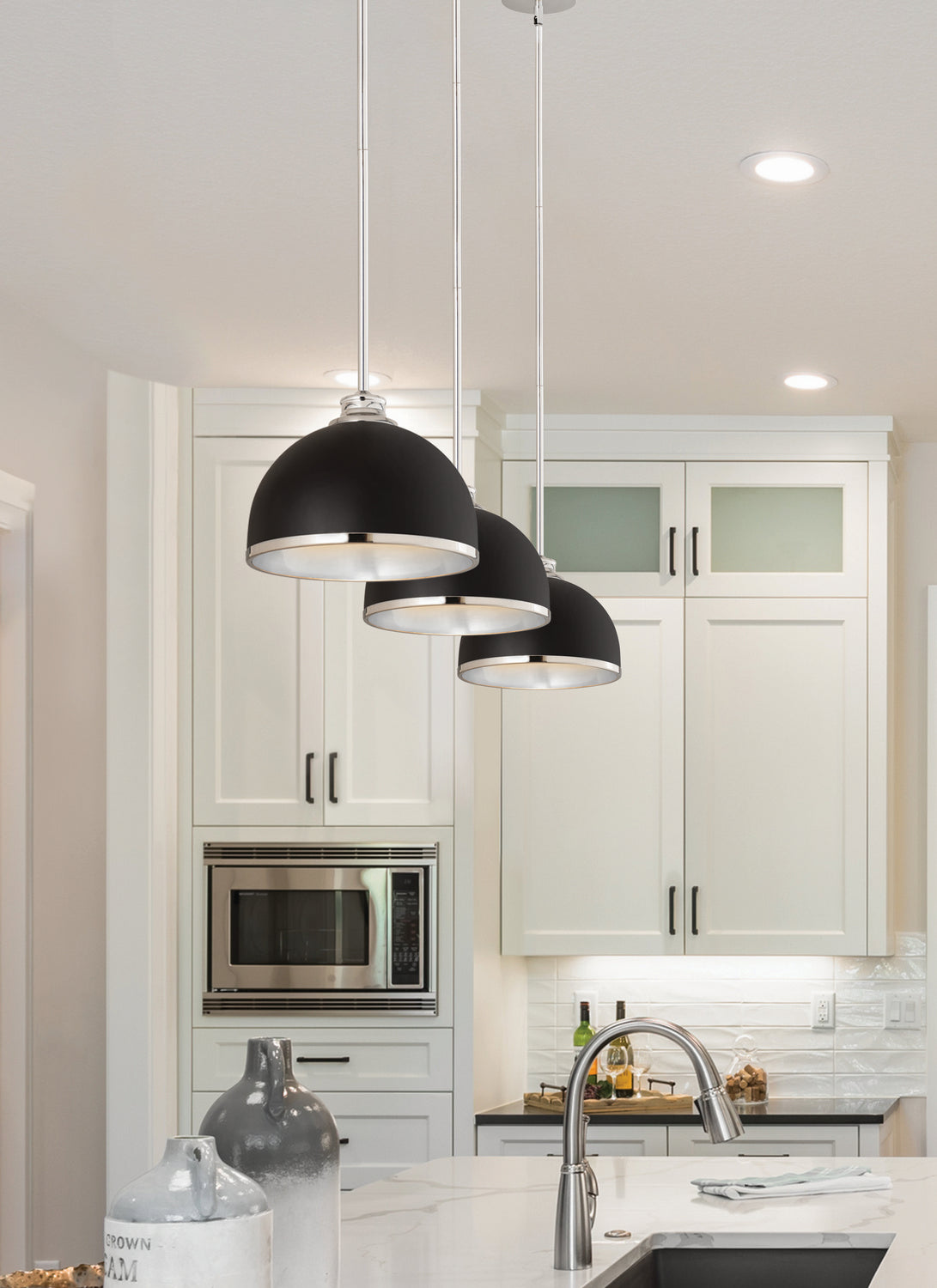 Mini-suspension Landry Noir mat + Chrome – vue 2