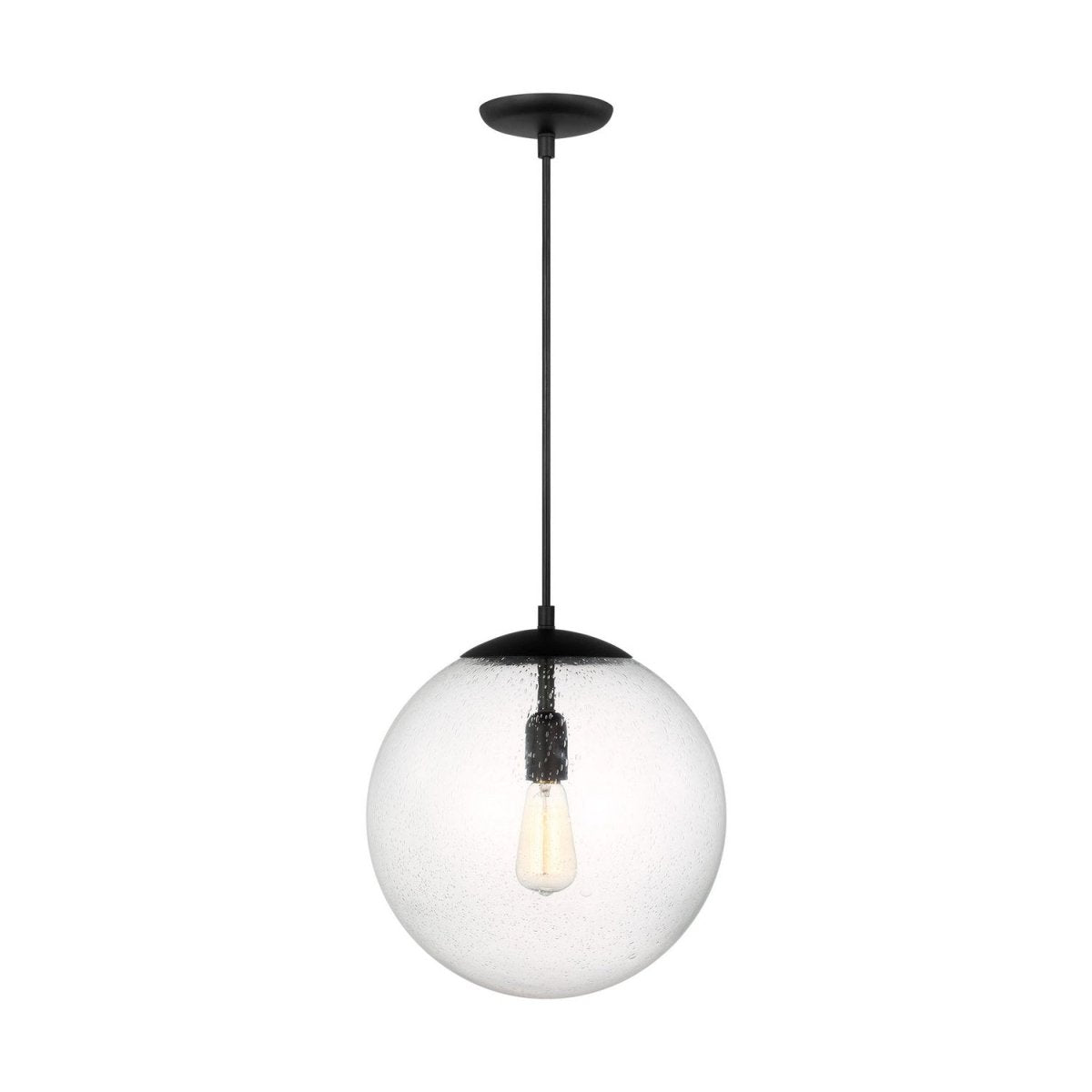 Mini-suspension Leo - Hanging Globe - Midnight Black Clear Seeded 14 by Visual Comfort Studio | Luminaires & cie