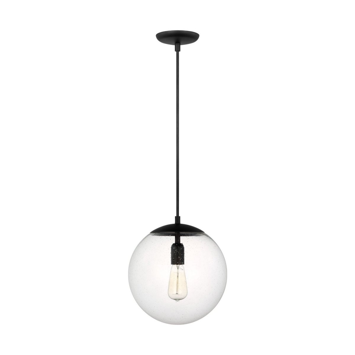 Mini-suspension Leo - Hanging Globe - Satin Brass Clear Seeded 14 by Visual Comfort Studio | Luminaires & cie