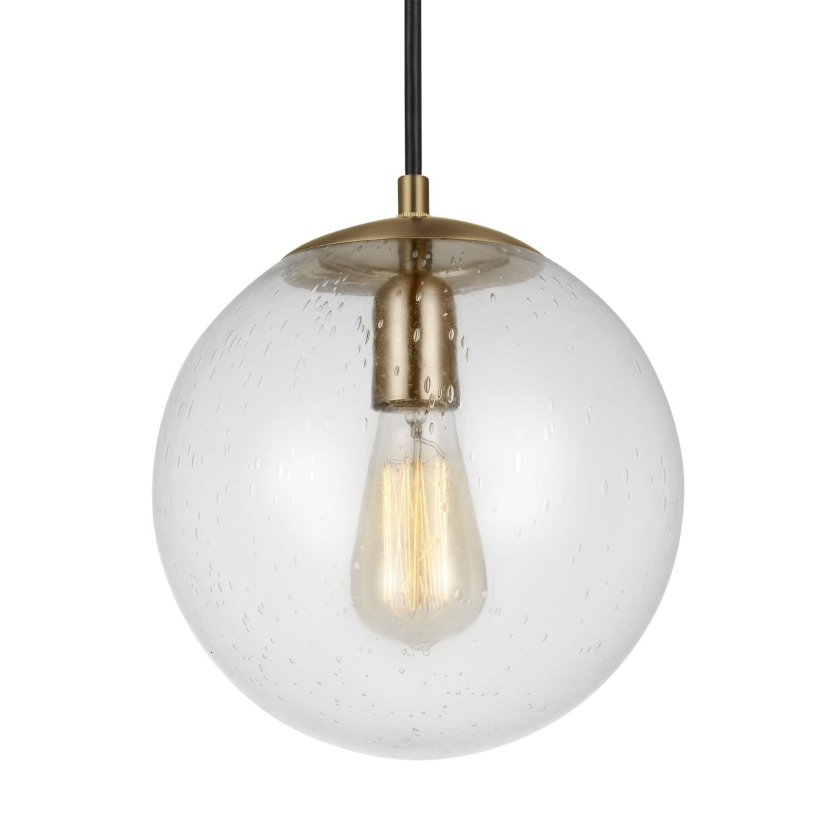 Mini-suspension Leo - Hanging Globe - Satin Brass Clear Seeded 14 by Visual Comfort Studio | Luminaires & cie