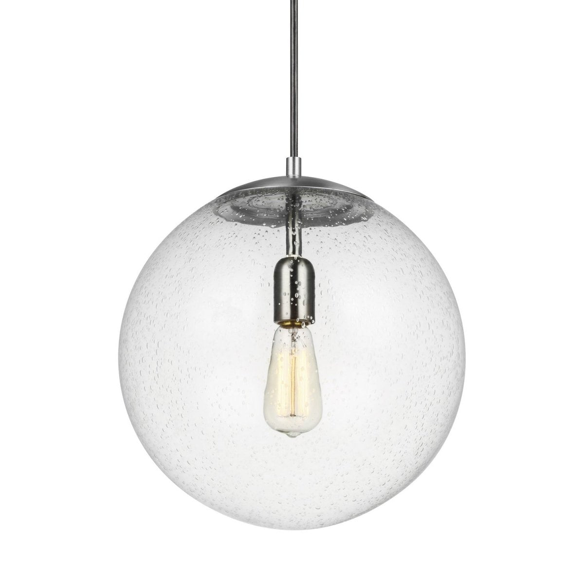 Mini-suspension Leo - Hanging Globe - Satin Brass Clear Seeded 14 by Visual Comfort Studio | Luminaires & cie