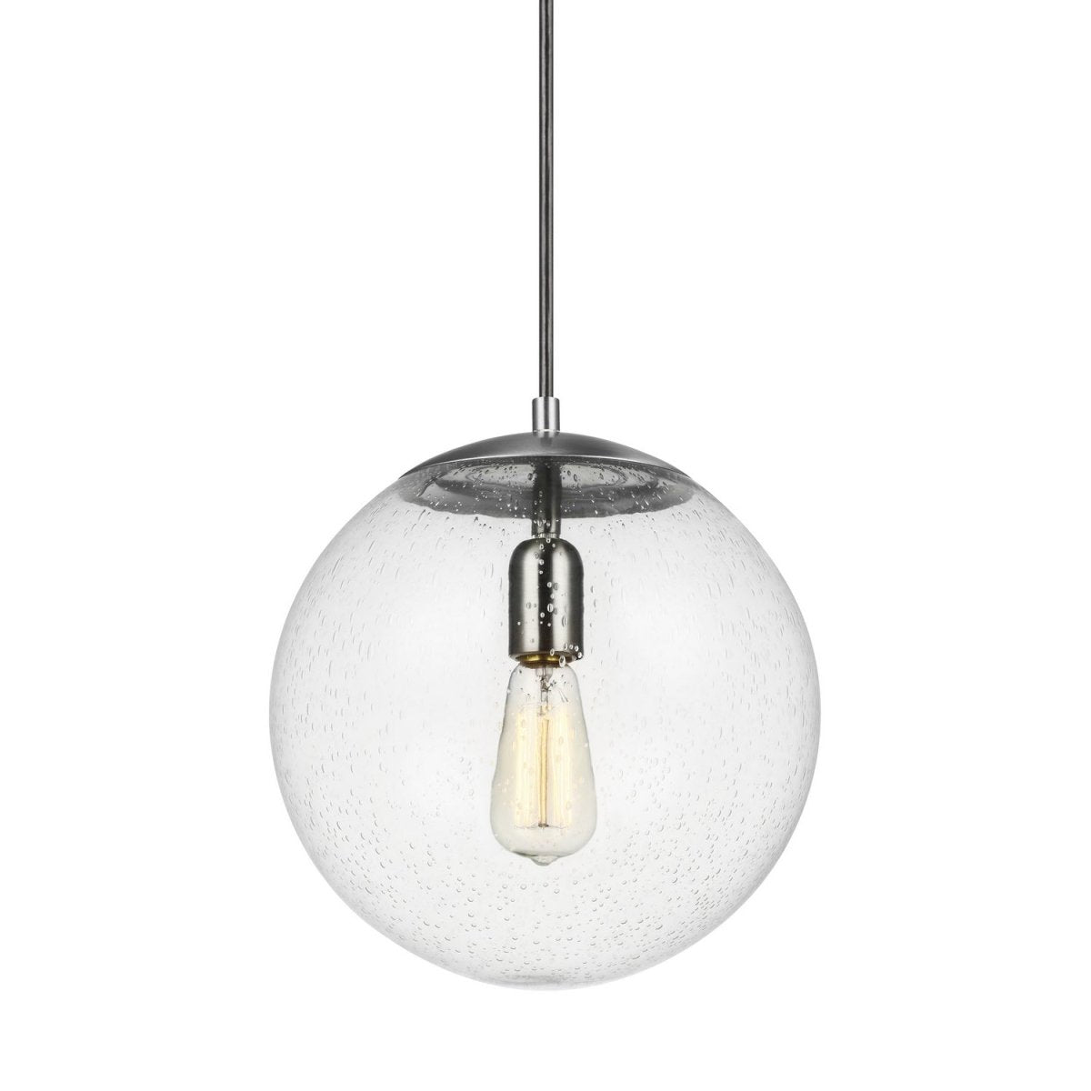 Mini-suspension Leo - Hanging Globe - Satin Brass Clear Seeded 14 by Visual Comfort Studio | Luminaires & cie