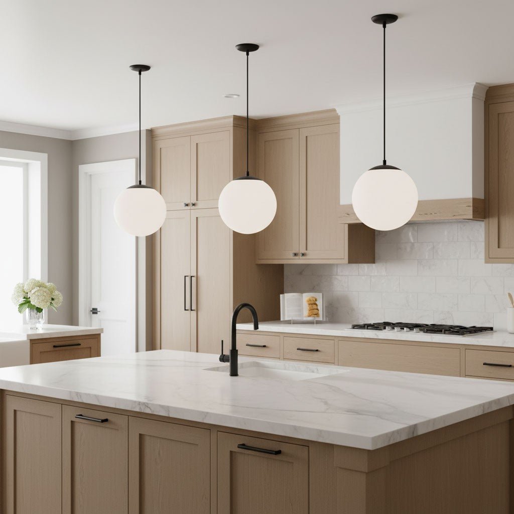 Mini-suspension Leo - Hanging Globe - Satin Brass Clear Seeded 14 by Visual Comfort Studio | Luminaires & cie