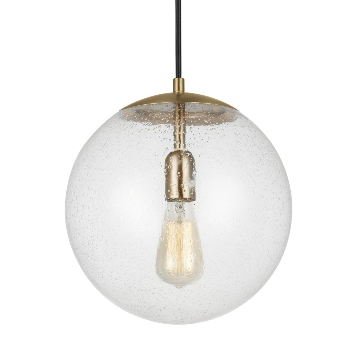 Mini-suspension Leo - Hanging Globe - Satin Brass Clear Seeded 14 by Visual Comfort Studio | Luminaires & cie