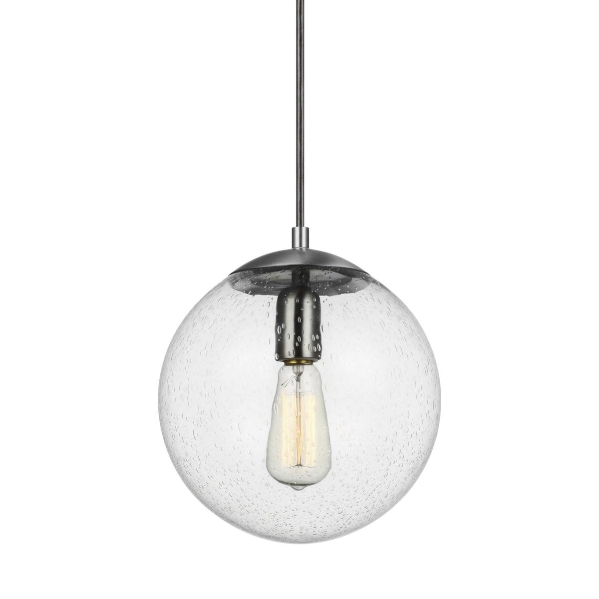 Mini-suspension Leo - Hanging Globe - Satin Brass Clear Seeded 14 by Visual Comfort Studio | Luminaires & cie