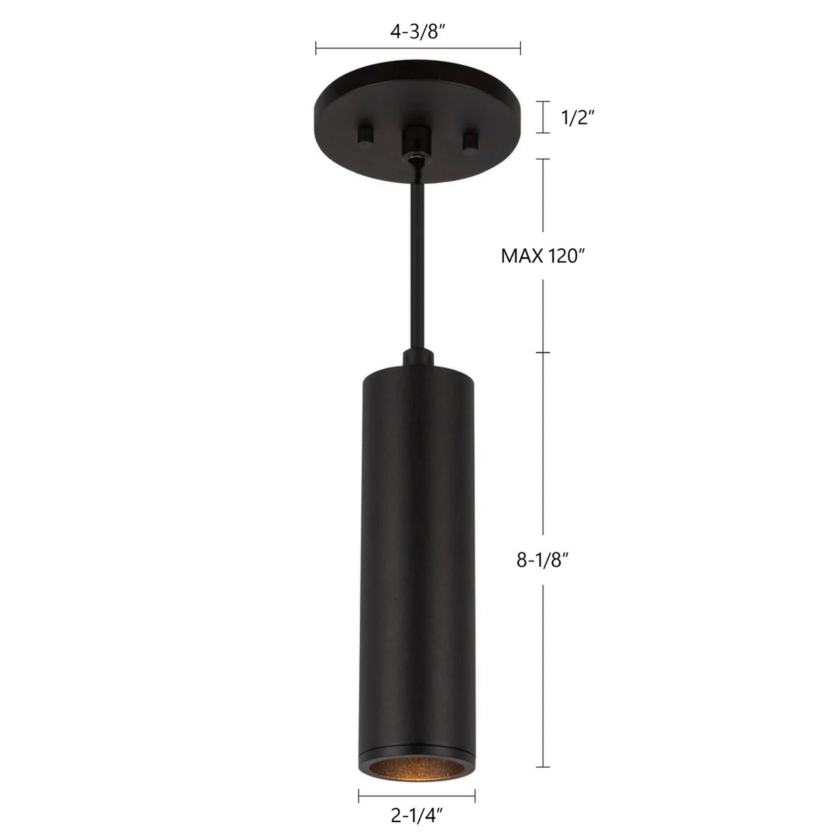 Mini-suspension Lorna Noir, 2 1/4", 8 1/8" – vue 7