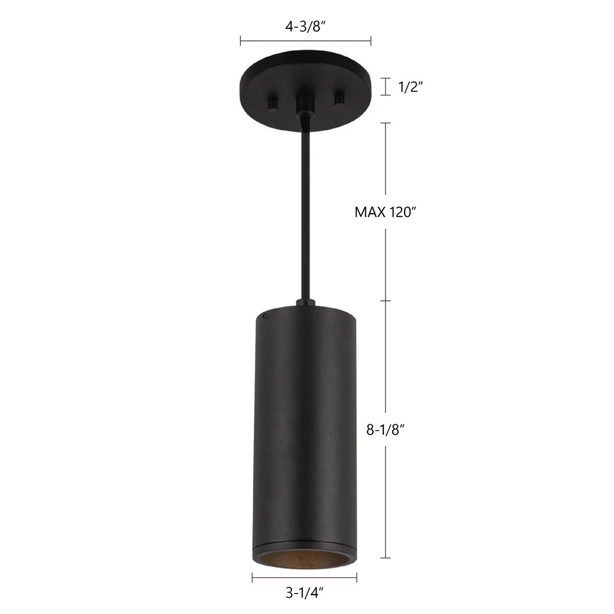 Mini-suspension Lorna Noir, 3 1/4", 8 1/8" – vue 6