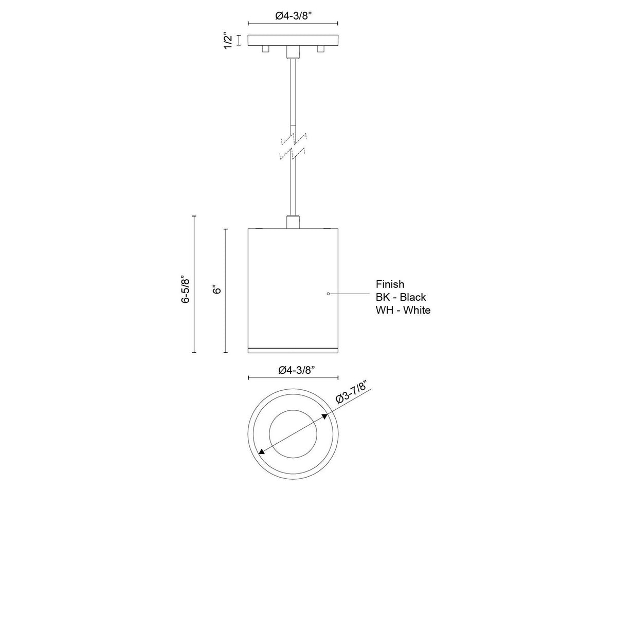 Mini-suspension Lorna Blanc, 4 3/8", 6 5/8" – vue 2